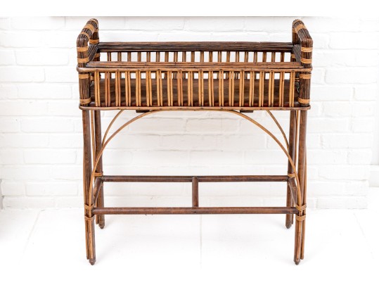 Wood And Rattan Planter