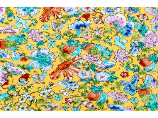 Chinese Famille Rose On Yellow Ground Porcelain Charger