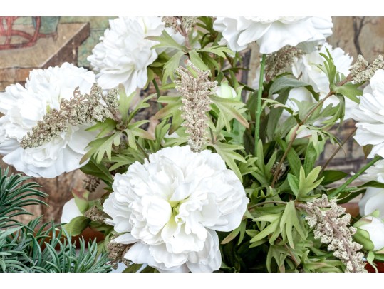 Eight Assorted Faux Plants And Flowers