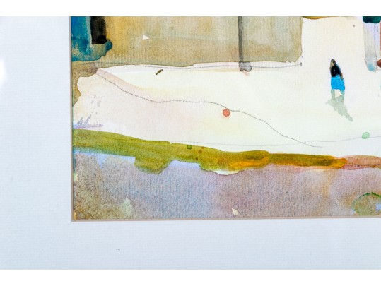 Watercolor And Pencil On Paper, Coastal Town