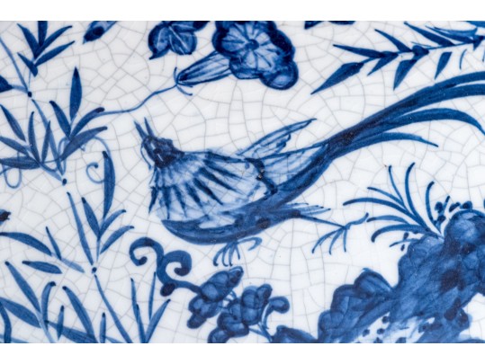 Decorative Chinese Lidded Ceramic And Brass Box