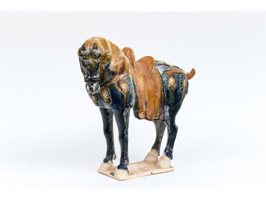Decorative Chinese Tang Dyn. Style Glazed Ceramic Horse