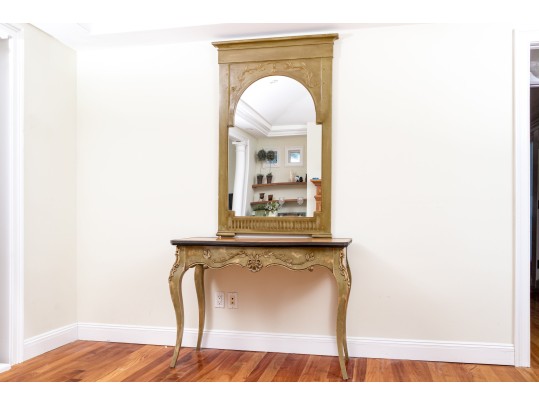 Louis XV Style Console Desk With Pier Mirror