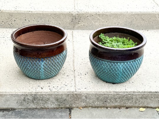 Pair Of Glazed Ceramic Planters