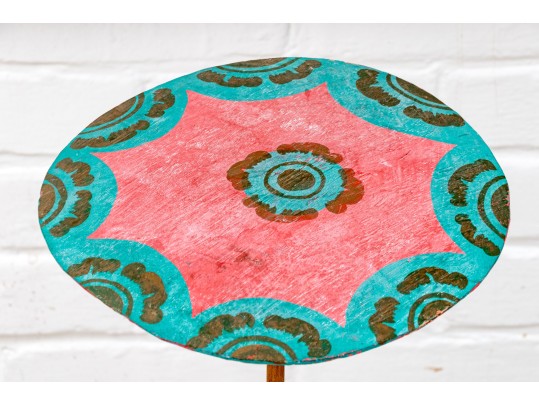 Whimsical Folk Art Carved And Painted Frog Holding Umbrella