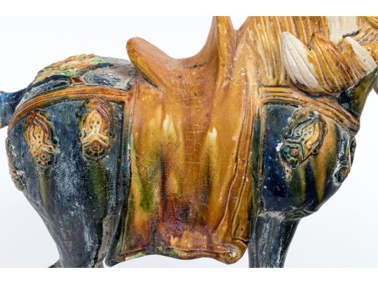 Decorative Chinese Tang Dyn. Style Glazed Ceramic Horse