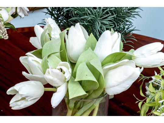 Eight Assorted Faux Plants And Flowers