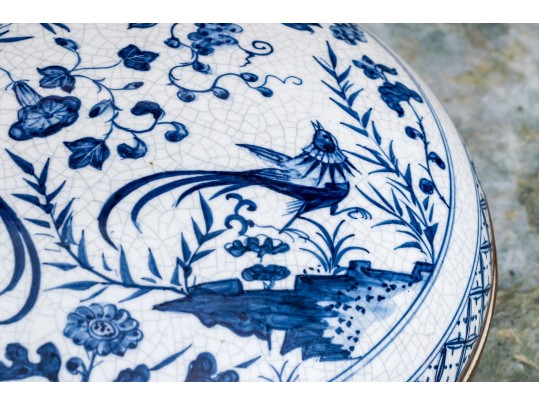 Decorative Chinese Lidded Ceramic And Brass Box