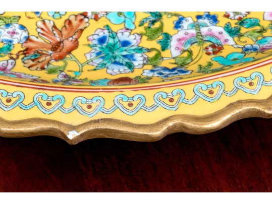 Chinese Famille Rose On Yellow Ground Porcelain Charger