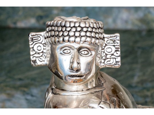 Mexican D'Argenta Silverplated Mayan Figural Candlestick