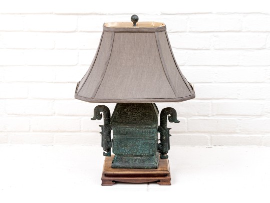 Archaistic Chinese Vessel Mounted As A Table Lamp