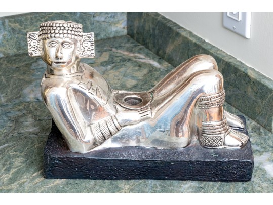 Mexican D'Argenta Silverplated Mayan Figural Candlestick