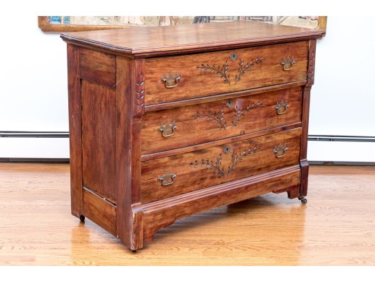 Antique Carved Chest Of Three Drawers