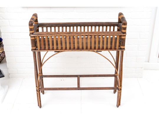 Wood And Rattan Planter