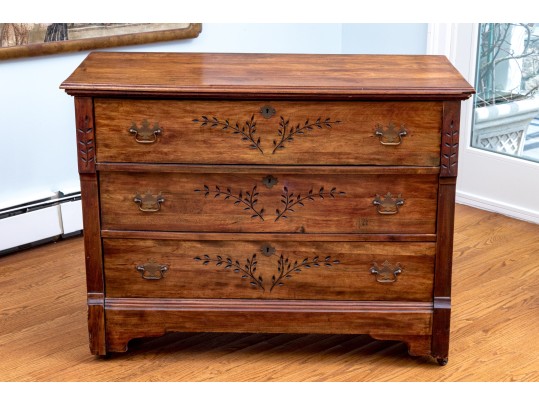 Antique Carved Chest Of Three Drawers