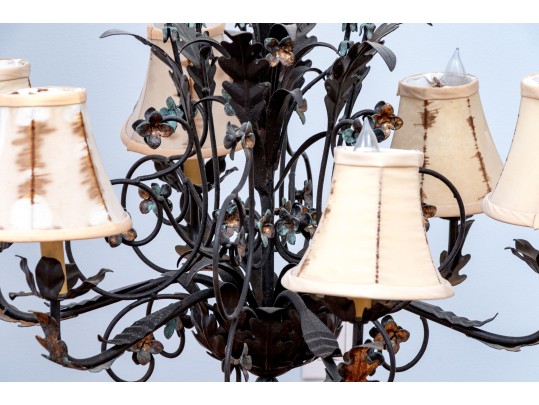 Six Light Tole Foliate Chandelier