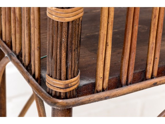 Wood And Rattan Planter