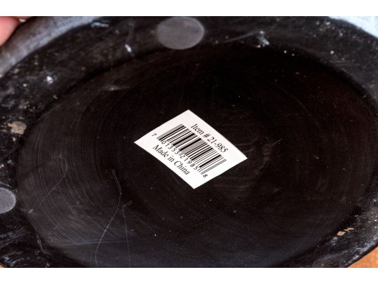 Pair Of Decorative Ceramic And Aluminum Twin Handled Urns