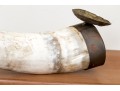 Carved Buffalo Horn With Brass Mounted End
