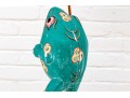 Whimsical Folk Art Carved And Painted Frog Holding Umbrella