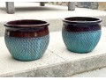 Pair Of Glazed Ceramic Planters