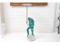 Whimsical Folk Art Carved And Painted Frog Holding Umbrella