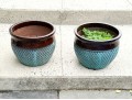 Pair Of Glazed Ceramic Planters