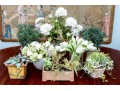 Eight Assorted Faux Plants And Flowers