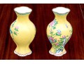 Pair Of Chinese Famille Rose On Yellow Ground Enameled Vases, 20th C.