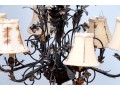 Six Light Tole Foliate Chandelier