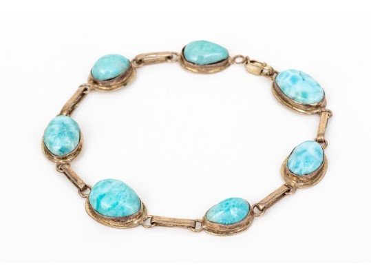 Sterling Silver Pretty Larimer Link Bracelet With Matching Pendant, On Chain