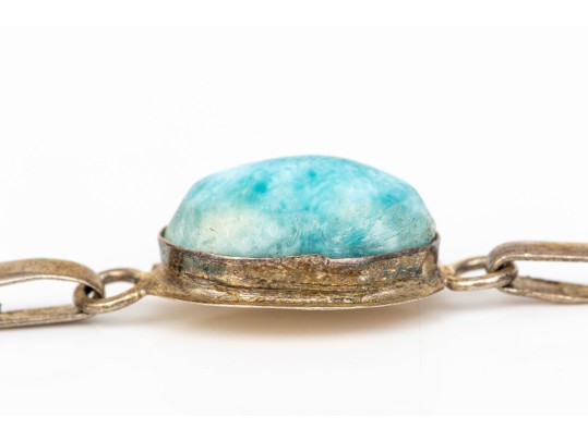 Sterling Silver Pretty Larimer Link Bracelet With Matching Pendant, On Chain