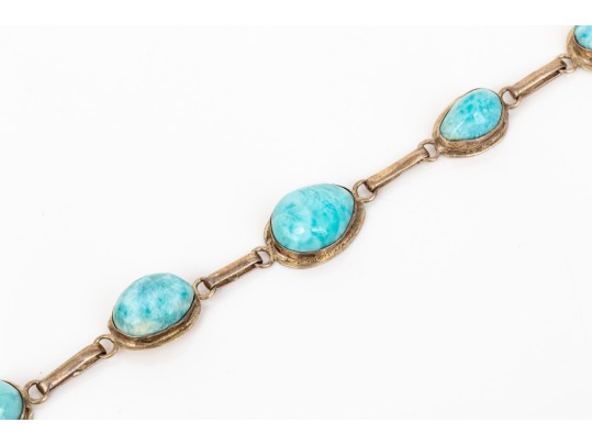 Sterling Silver Pretty Larimer Link Bracelet With Matching Pendant, On Chain