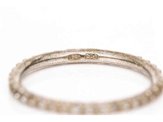 Sterling Silver Prong Set Cz Eternity Band, Size 7, Please See Sizing Note