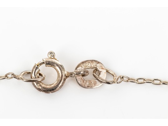 Sterling Silver Pretty Larimer Link Bracelet With Matching Pendant, On Chain