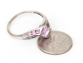 10k White Gold Synthetic Pink And White Sapphire Set Bypass Ring, Size 8.25