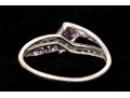 10k White Gold Synthetic Pink And White Sapphire Set Bypass Ring, Size 8.25