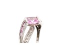 10k White Gold Synthetic Pink And White Sapphire Set Bypass Ring, Size 8.25