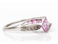 10k White Gold Synthetic Pink And White Sapphire Set Bypass Ring, Size 8.25