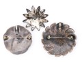Collection Of Southwestern Motif Round Brooches, Including Onyx And Mother-of-pearl Inlay