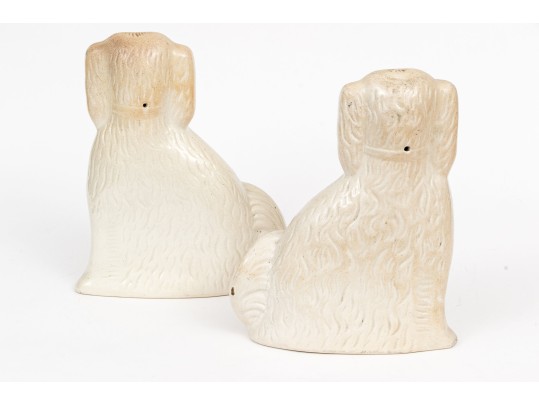 Pair Of English, Staffordshire Painted Pottery Spaniels