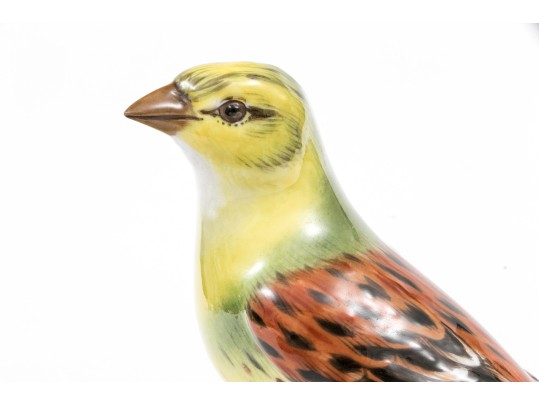 German Meissen Hand-Painted Porcelain Perched Yellowhammer Bird