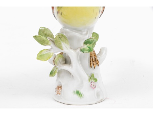 German Meissen Hand-Painted Porcelain Perched Yellowhammer Bird