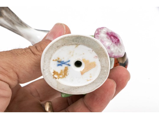 German Meissen Hand-Painted Porcelain Perched Goldfinch 