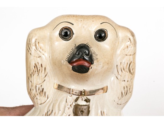 Pair Of English, Staffordshire Painted Pottery Spaniels