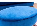 Quality Oval Blue Velvet Upholstered Oval Ottoman