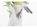 German, Meissen Hand-Painted Porcelain Perched Blue Titmouse Bird