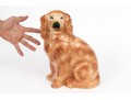 Pair Of English Staffordshire Ceramic Dogs With Inlaid Glass Eyes