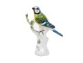 German Meissen Hand-painted Porcelain Perched Blue Titmouse Bird