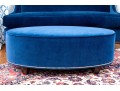 Quality Oval Blue Velvet Upholstered Oval Ottoman